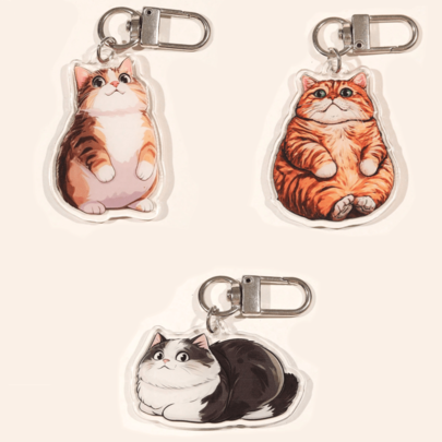 Chonk Cat Acrylic Keychain Accessories Bag Charm Cute Backpack Pendant Keyring Gifts For Friends Bag Charms Car Teacher Sister Gift Ideas