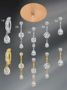 CIZME 1PC 14G 10mm Dangle Belly Button Rings Stainless Steel Silver Belly Button Rings Dangling CZ Belly Rings For Women Silver Belly Button Piercing Jewelry Belly Button Ring Belly Ring Navel Rings - Silver - View 7