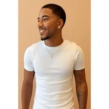 American Ribbed Slim Fit T-Shirt - Azul - Ver 2