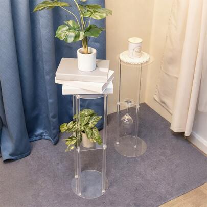Acrylic Drink Table, Suitable For Small Spaces, Transparent Side Table/Coffee Table, Applicable For Living Room, Sofa, Easy To Assemble