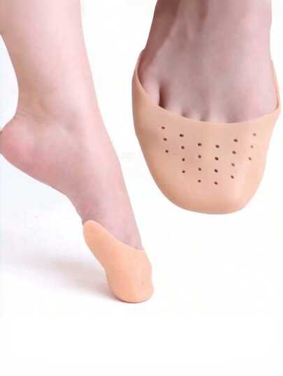 QKC 2pcs Upgraded Soft Gel Toe Pads, Ballet Toe Caps Protectors, Increase Cushioning And Protection, Reduce Friction Between Toe And Floor, Increase Comfort, Available In White And Beige