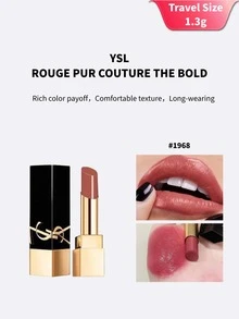 Kích thước du lịch - 1,3g - #1968: Son môi YSL Black Tube, Màu đất nung ấm áp, Chất satin mịn, Phong cách trí thức nhẹ nhàng, Đa năng để sử dụng hàng ngày - #1968 - Xem 1