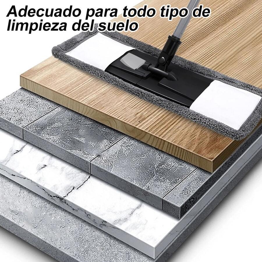 Fregona doméstica de felpa coral con mango telescópico, limpia sin esfuerzo los suelos domésticos y es apta para todo tipo de suelos. - Gris Claro - Ver 1