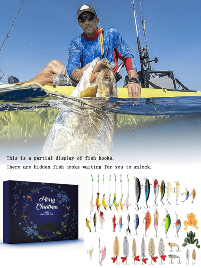 1set 2025 Advent Calendar Fishing Christmas Countdown - 24 Days Fishing Lures Set For Fisher Adult Men Teen Boys - 2025 Xmas Surprise Gift Christmas Decorations Home Christmas Gifts Christmas Decor