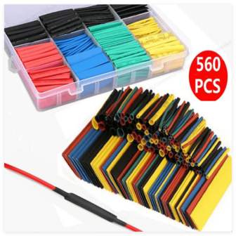 560 件重型热缩管套件 - 适用于工业/商业/住宅布线 - 颜色编码绝缘层（红色、蓝色、黄色、绿色、黑色、棕色、橙色、紫色、灰色、白色） - 高温 PVC/PE 材料 - 2:1 收缩比 - 适用于电气连接、电缆保护、DIY、汽车、建筑 - 大容量包装，带透明储物盒 - 无需外部电源 - 适合电工和业余爱好者