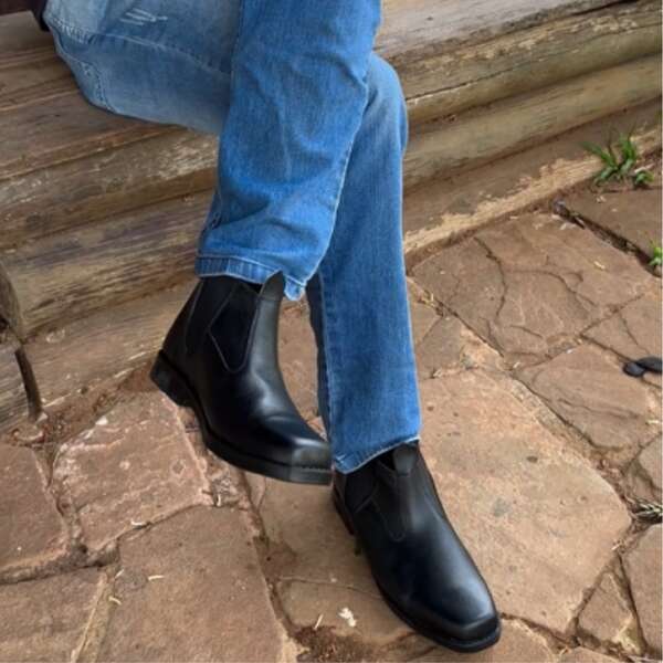 Botina Bota Mateira Sola Pneu Bota Couro Para Trabalho Barata Confortável Rural