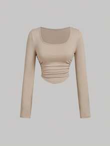 3 件套女式黑色、米色、白色褶皱休闲圆领长袖 T 恤，保暖服装，秋季女士服装，外套，节日服装，新年 - 彩色 - 查看 5