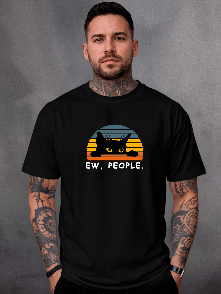 Men T-Shirts - 黑色 - 查看 1