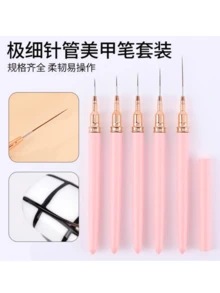 5 Pennelli per arte di unghie, set da 5 pezzi con manico in plastica, strumenti per arte di unghie per linee lunghe, disegni fini, dimensioni 7/9/11/15/25mm (rosa), strumenti per decorazione di unghie, penna per disegni fini