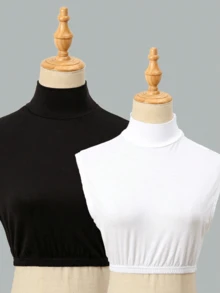 3件/1件 女士纯色休闲可拆卸领子，透气亲肤假领，简约优雅高领装饰，适合日常穿着，也适合圣诞节装饰。 - 純色假領 - 查看 5