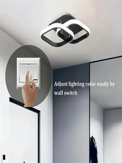 1pc 32LED Square Ceiling Light, Living Room/Bedroom Pendant Light, LED Corridor Lamp, 3-Color Dimming, With Silicone Lampshade & Installation Accessories, Suitable For Study, Reading Room, Office, Bedroom, Warehouse, Corridor And Other Spaces