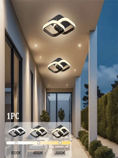 1pc 32LED Square Ceiling Light, Living Room/Bedroom Pendant Light, LED Corridor Lamp, 3-Color Dimming, With Silicone Lampshade & Installation Accessories, Suitable For Study, Reading Room, Office, Bedroom, Warehouse, Corridor And Other Spaces