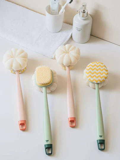 1 件二合一沐浴刷和沐浴球，长柄沐浴刷，双面擦洗刷，沐浴配件