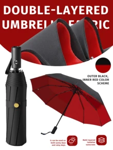 Automatic Folding Large High-Quality Umbrella Rainproof And Windproof Strong Umbrella Family Entertainment Outdoor Rainproof And Sunscreen Dual-Use Parasol (Fabric Cover, Rib Color, And English Letter Pattern Design Randomly Assorted) Boy Valentine Heart Valentine