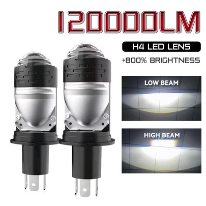DrViAion 1PC H4 Projector Lens LED Car Headlight Bulbs 120000LM CANBUS Turbo Auto Bulb H4 High Low Light Fog Lamp Bulb12V LHD RHD