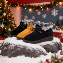 2025 Winter New Style Warm Thickened Snow Boots For Women, Short Boots, Outdoor Warm Large Size Women's Boots, Fashionable, Versatile, Comfortable Casual Shoes For Women, Sizes 36-43 - Màu vàng - Xem 4