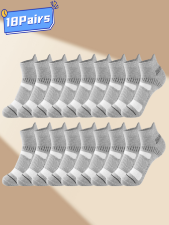 18 双男士透气、吸湿排汗、防臭短袜，适合所有季节
