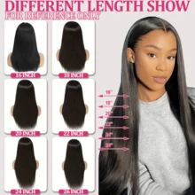 Peruki z koronką z przodu o gęstości 200%, proste, z mieszanki włosów ludzkich, 13*4, HD, dla kobiet, wstępnie wyrwane, z baby hair, wstępnie wybielone węzły i naturalna linia włosów, HD, koronkowe peruki z przodu bez kleju dla kobiet - Naturalne i czarne - Zobacz 8