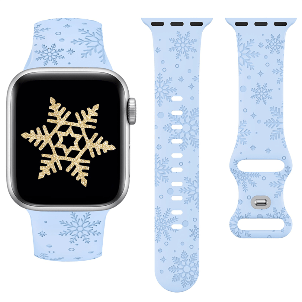 1 Stück Weihnachts-Schneeflocken Silikon eingraviertes Band kompatibel mit Apple Watch Band 40mm 42mm 41mm 38mm 44mm 46mm 45mm 49mm Herren/Damen, Weihnachts-Silikon Armband verstellbar kompatibel mit Bändern Serie 11/10/9/8/7/6 5/4/3/SE/2. Generation/Ultra/2 Smartwatch Zubehör