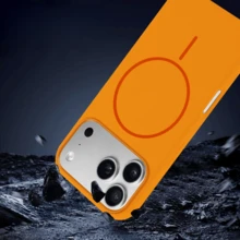 1pc Liquid Silicone Orange Magnetic Wireless Charging Phone Case, Minimalist & Cute Design Compatible With IPhone 17 Pro Max, 16 Pro, 15 Pro Max, 14 Plus, 13, 12, 11