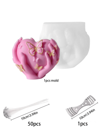 Kärleksfjärilsljus silikonform 1-delat set / 12-delat set! Gör-det-själv handhållna hjärtformade aromaterapi-/ljus-/gipsdekorationer med utsökta mönster som är lätta att plocka upp, vilket gör alla hjärtans dag-hemgjorda romantiska dekorationer superpraktiska! Gör-det-själv ljusdekorationer för förlovning, dekorativa ornament