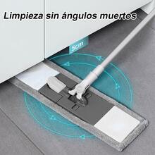 Fregona doméstica de felpa coral con mango telescópico, limpia sin esfuerzo los suelos domésticos y es apta para todo tipo de suelos. - Gris Claro - Ver 5