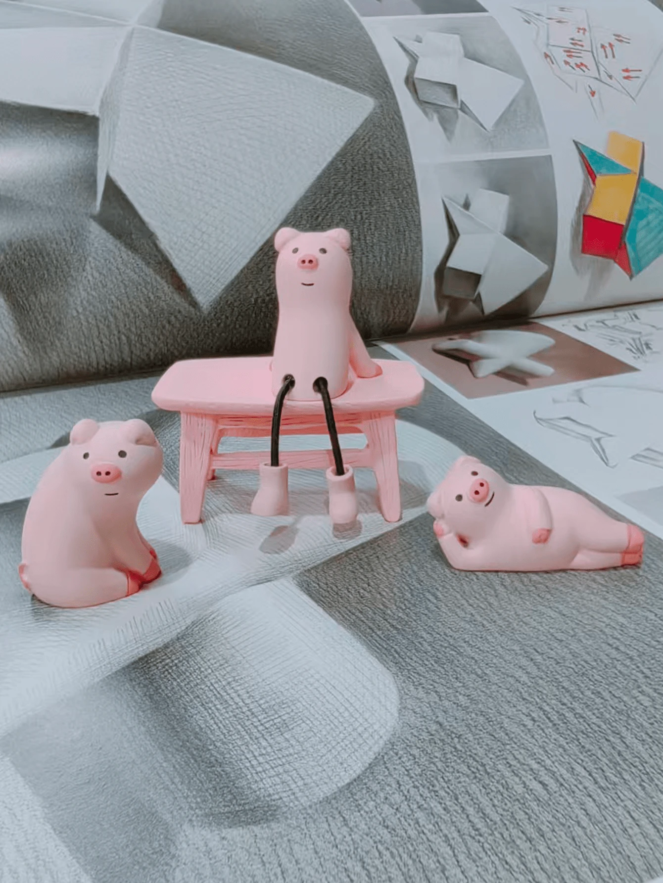 Decoração de Mesa Fofa de Porquinho, Miniatura Adorável de Porco, Ornamento de Mesa Encantador de Porco Rosa Semelhante a Boneca, Miniatura Decorativa de Animal em Resina, Artesanato Colecionável Kawaii