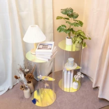 Mesa auxiliar de acrílico compacta, mesa lateral ahorradora de espacio para la sala de estar, fácil de ensamblar - Multicolor - Ver 9