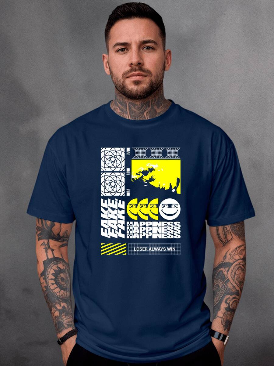 Men T-Shirts - 藏蓝色 - 查看 1