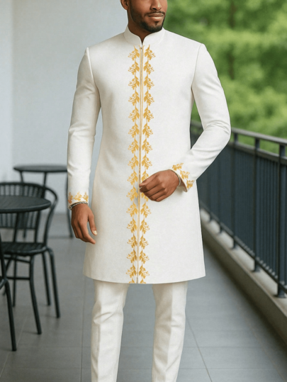 Men's Traditional Clothing African Men's Suit 2 Pieces Long-Sleeved Retro Embroidered Luxury Suit Men's Casual Festival Wear Clothing