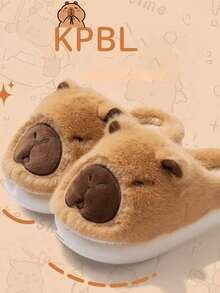 Capybara Slippers, Cartoon Capybara Slippers For Winter, Casual Style For Women, Fabric Upper, Rubber Sole, Washable Indoor House Slippers, Comfortable Fabric Lining And Cushioned Insole, Soft And Warm, Suitable For Indoor/Outdoor Wear, Plush Lining, Lightweight Rubber Sole, Fashionable INS Style, Cute Unisex Couples Autumn/Winter House Slippers Insulation,Galentines,Puppy,Carnival,Party Decorations,Shoe,Spring Summer Picks,Brides Maid Gifts,Room,Bedroom Decor,Beach,Travel,For Men,For Women,Vacation,Cute Stuff - Multicolor - View 4