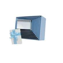 Blaue und weiße rechteckige Geschenkbox-Set mit 10 Stücke und Schleife für elegante Verpackung