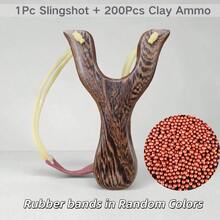 Professional Slingshot Kit With Free 100 Clay Ammo - Solid Wood Catapult For Outdoor Survival Training/Camping, Ergonomic Grip Hunting Gear, Christmas Gifts For Women Men Minor - Multicolor - View 25