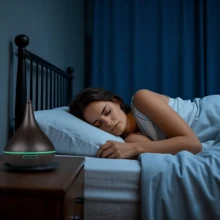 Bedroom Humidifier 500ml Aromatherapy Diffuser, Uniquely Shaped Wood Grain Essential Oil Diffuser, Cold Mist Humidifier USB Aromatherapy Diffuser, With Timer LED Light, Home And Office Humidifier (Dark Wood Grain). - 1PC - View 7