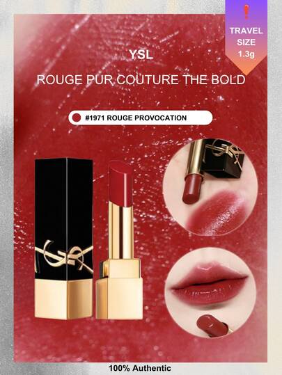  Kích thước du lịch - 1,3g - #1971: Son môi YSL Black Tube, Kết cấu Satin, Sắc đỏ Cool Date, Tăng cường độ trắng sáng & hào quang, Sắc son nổi bật tiệc tùng