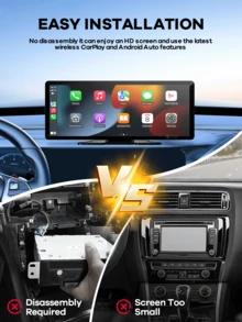 REMAX 10.26-Inch Car Multimedia Video Player Wireless Carplay And Wireless Android Auto Portable Universal Car Monitor Witch Camera, Car MP5 Player, Carplay Fiat 500, Plug And Play Carplay, Stable Classic Choice - 黑色 - 查看 9