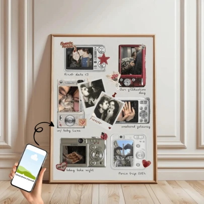 1pc Customized Canvas Wall Art, Room Decor Poster, Personalized Travel Memories, Customized Travel Poster, Adventure Theme Wall Art, Printable Photo Collage, Suitable For Bathroom, Kitchen, Living Room, Bedroom Decoration, Frame Optional. Recommend Using Solid Color Photos.