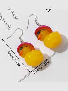 1对创意可爱卡通鸭子耳环，清新搞笑耳环，动物创意吊坠耳环 - 眼鏡鴨 - 查看 5