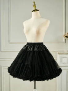 1件装女士花卉洛丽塔衬裙，裙撑，蓬蓬裙，适合婚礼礼服、万圣节和圣诞节服装，四季皆宜 - 黑色 - 查看 5