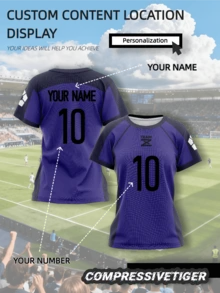 Custom Women's Anime Japan Style Blue Chain Isayama & Soccer Jersey T-Shirt Cosplay, Haikyuu!! Karasuno High School Volleyball Club T-Shirt, Original Design Kids Clothing, Great For Halloween, Thanksgiving, Christmas And New Year Gifts - Blue - View 1