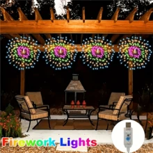 4/2 Pcs USB-Powered Fairy String Lights, Hanging Copper Wire Firework Lights, Christmas Garden Decor, 8 Lighting Modes, Sparkling Fairy Indoor Light Strings, Suitable For Gardens, Courtyards, Porches, Umbrellas, Tents, Weddings, Parties, Christmas Decorations, Party Accessories, Button Control - USB - View 4