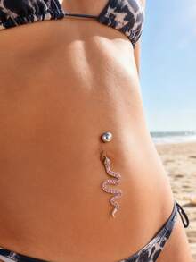 1 Stück luxuriöser Schlangen-Bauchnabelring, intimer Körperschmuck für Frauen, Party-Accessoire