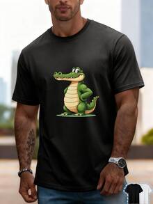 Camiseta Unisex de Algodón Puro para Hombre, Manga Corta Impresa, Ajuste Slim, Versátil, Súper Práctica - Negro - Ver 6