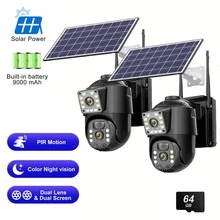 4K Solar Security Cameras Wireless Outdoor, Battery Powered 5GHz/2.4GHz WiFi 360° PTZ Cameras For Home Security With Color Night Vision, PIR Motion Detection, APP Siren Alert, 2-Way Talk, IP66 Waterproof, Support Alexa - 黑色 - 查看 14