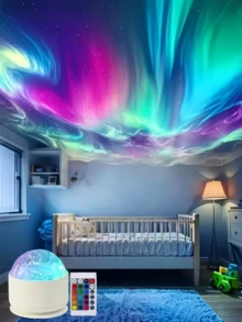 1 st Aurora Borealis färgskiftande projektionsboll - USB-driven atmosfärsbelysningsboll med fjärrkontroll, modern sovrumsinredning med festlig atmosfär, hållbar plastdesign, rumsdekor, feststämningsbelysning, modernt hemtillbehör, högkvalitativ projektion, avslappningssökare - Flerfärgad - Visa 6