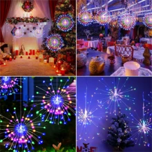 4/2 Pcs USB-Powered Fairy String Lights, Hanging Copper Wire Firework Lights, Christmas Garden Decor, 8 Lighting Modes, Sparkling Fairy Indoor Light Strings, Suitable For Gardens, Courtyards, Porches, Umbrellas, Tents, Weddings, Parties, Christmas Decorations, Party Accessories, Button Control - USB - View 10