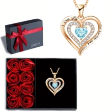 玫瑰项链礼盒套装，心形告白项链，“我爱你”项链礼盒套装，情人节礼物，节日礼物，告白礼物，母亲节礼物 - 彩色 - 查看 15