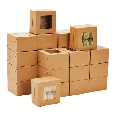 30 piezas Cajas de embalaje de pastelería con ventana, adecuadas para galletas, chocolates, fresas y cake pops, ideales para regalos de boda, cajas de pastel pequeñas para fiestas de cumpleaños