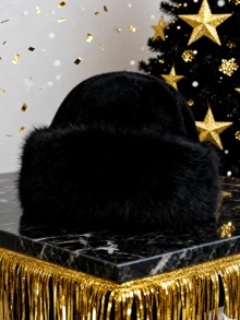 1 pieza Sombrero de moda de unicolor de piel sintética de talla grande, cálido forro polar para otoño e invierno - A - Ver 4