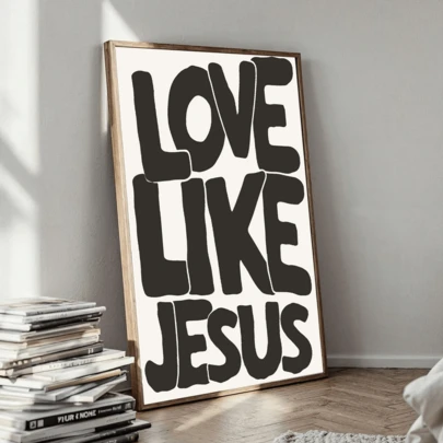 1 Piece, Canvas Wall Art, Framed Wall Art, Modern Christian Wall Decor, Christian Posters Embodying Jesus-Like Love, Vintage Christian Wall Art, Christian Gift Decorations, Stylish Aesthetic Home Decor, Room Decor, Dorm Decor, Bedroom Decor, Living Room Decor, Kitchen Decor, Wall Art, Posters, Framed Canvas Wall Art (Optional Frame)